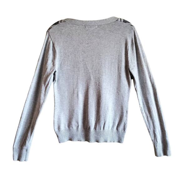 BANANA REPUBLIC Women M Cardigan Sweater Chevron Zig Zag Button Up Gray 34" - Picture 8 of 8